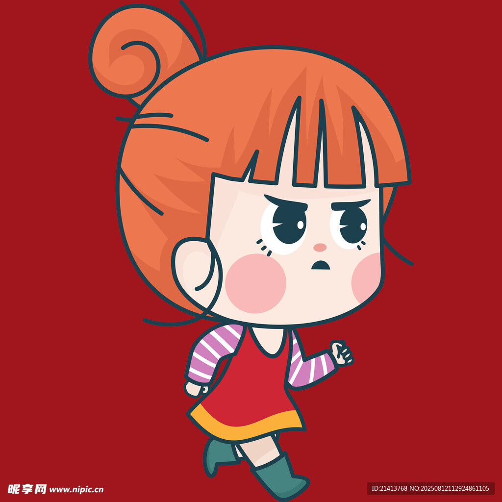 奔跑的卡通小女孩