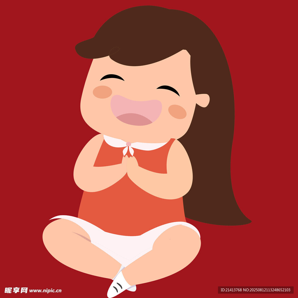 可愛女孩開心合十祈禱