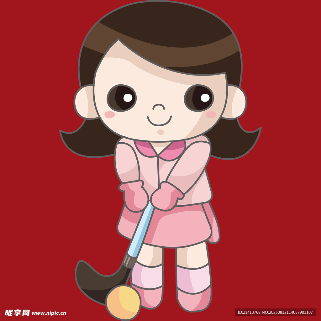 打高爾夫的可愛小女孩