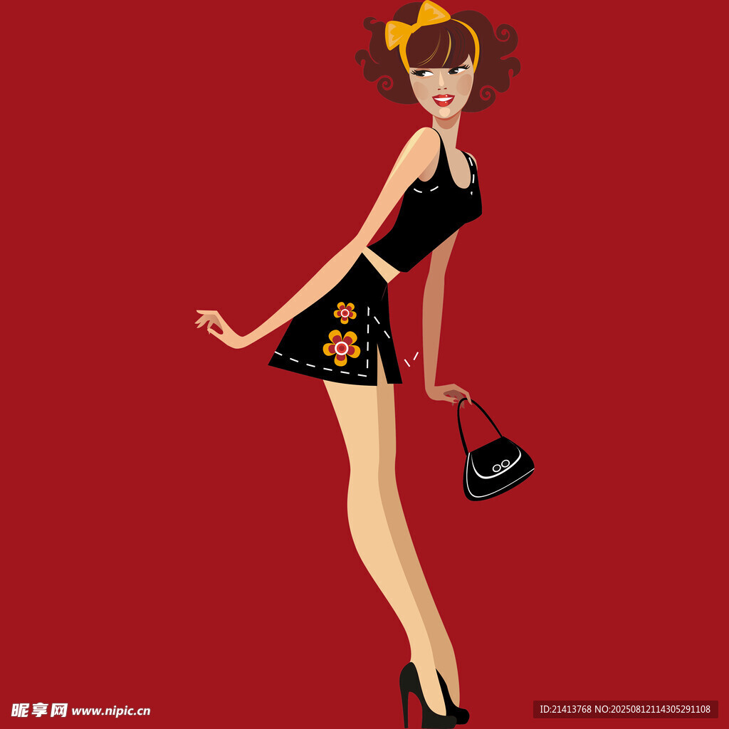 時尚短裙女郎優(yōu)雅身姿
