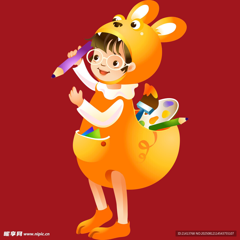 穿袋鼠服的可愛小女孩