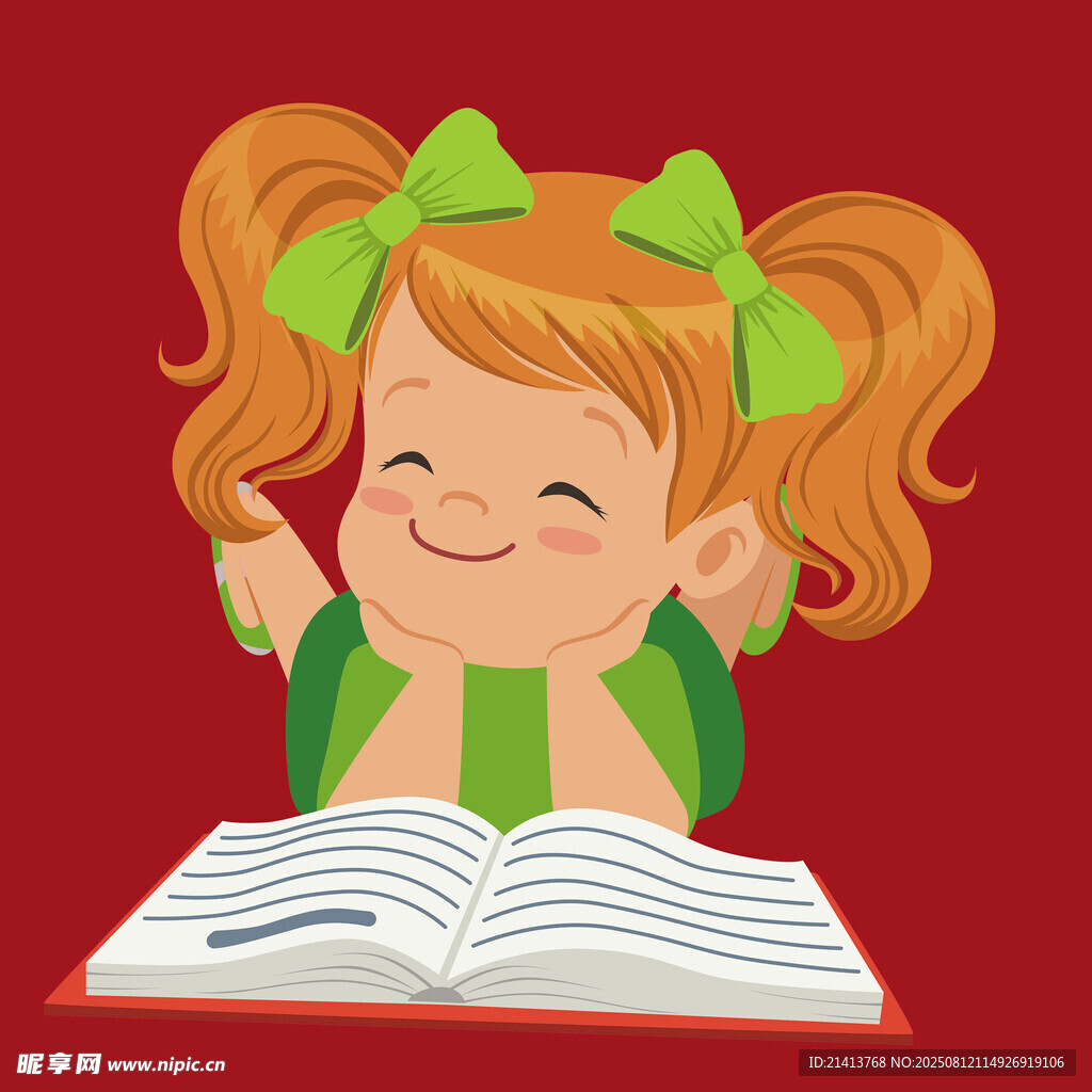 可愛女孩專注閱讀書籍
