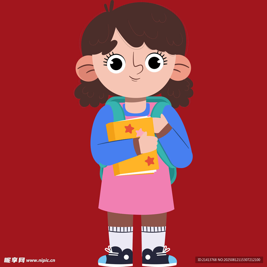 背著書包的可愛小女孩