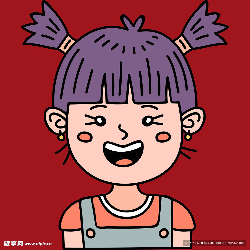 扎雙馬尾的快樂(lè)小女孩