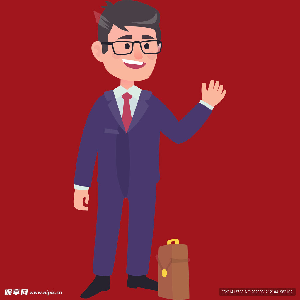商務(wù)男士揮手提箱形象