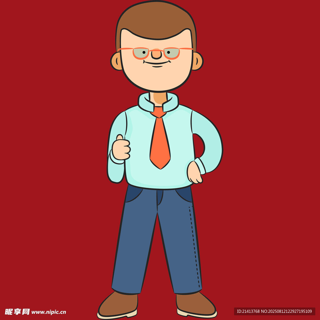 戴眼鏡的商務(wù)風(fēng)卡通男子