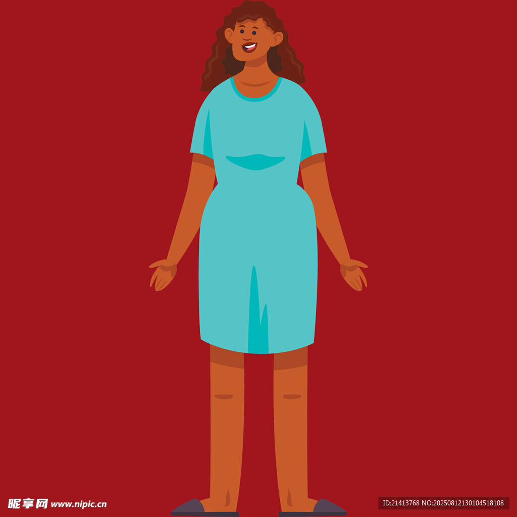 身著藍(lán)色連體衣的女性形象