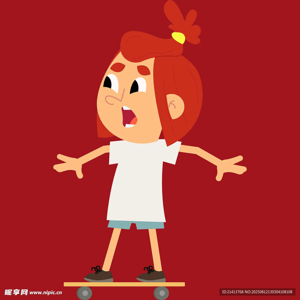 女孩滑板上的俏皮瞬間