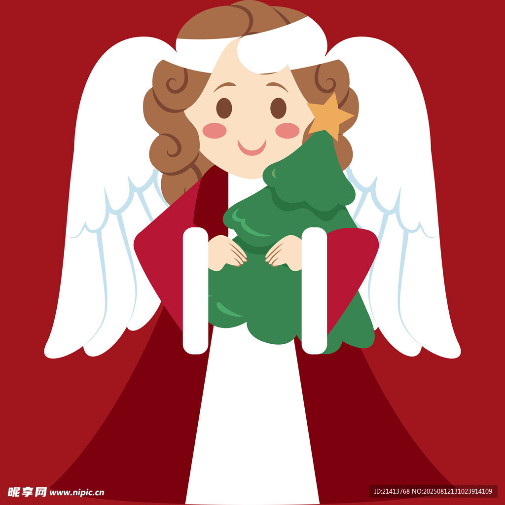 圣誕天使抱圣誕樹