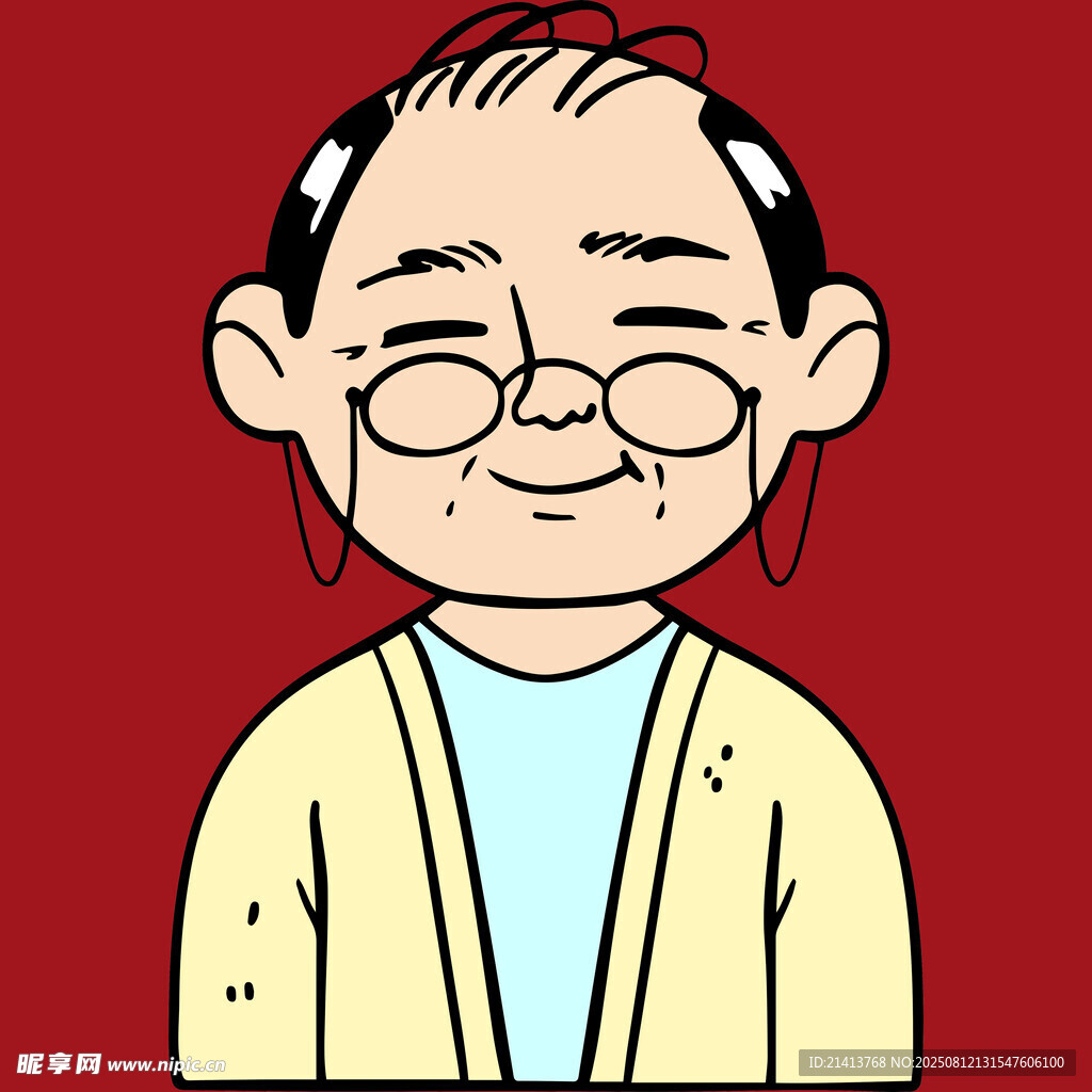微笑的戴眼鏡老人形象