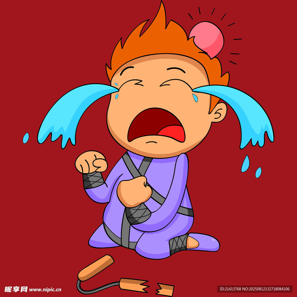 小孩跪地痛哭摔碎物品