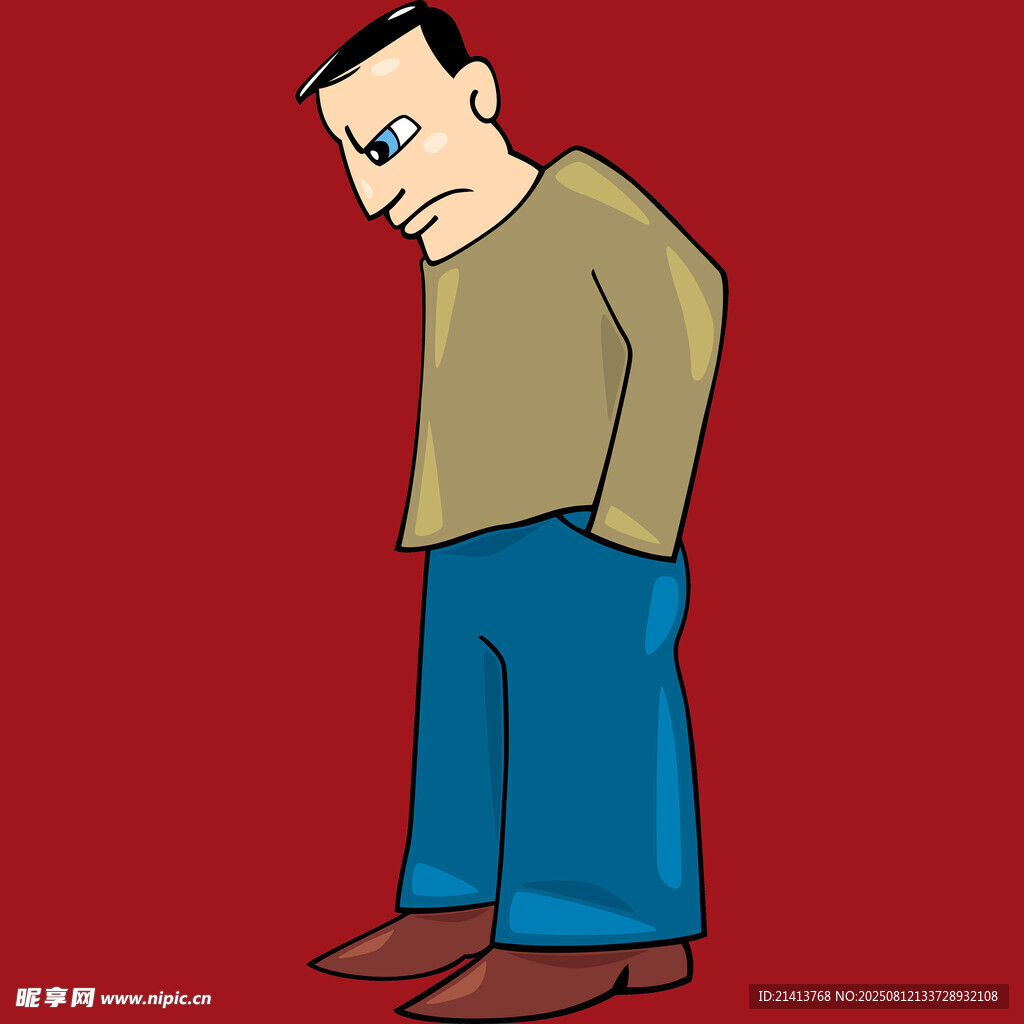 低頭沉思的男子