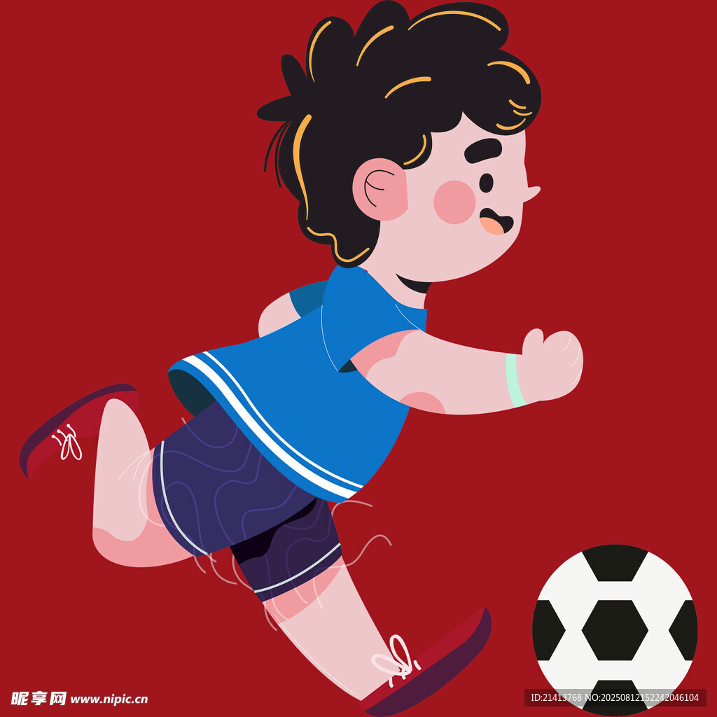 奔跑踢球的活力少年