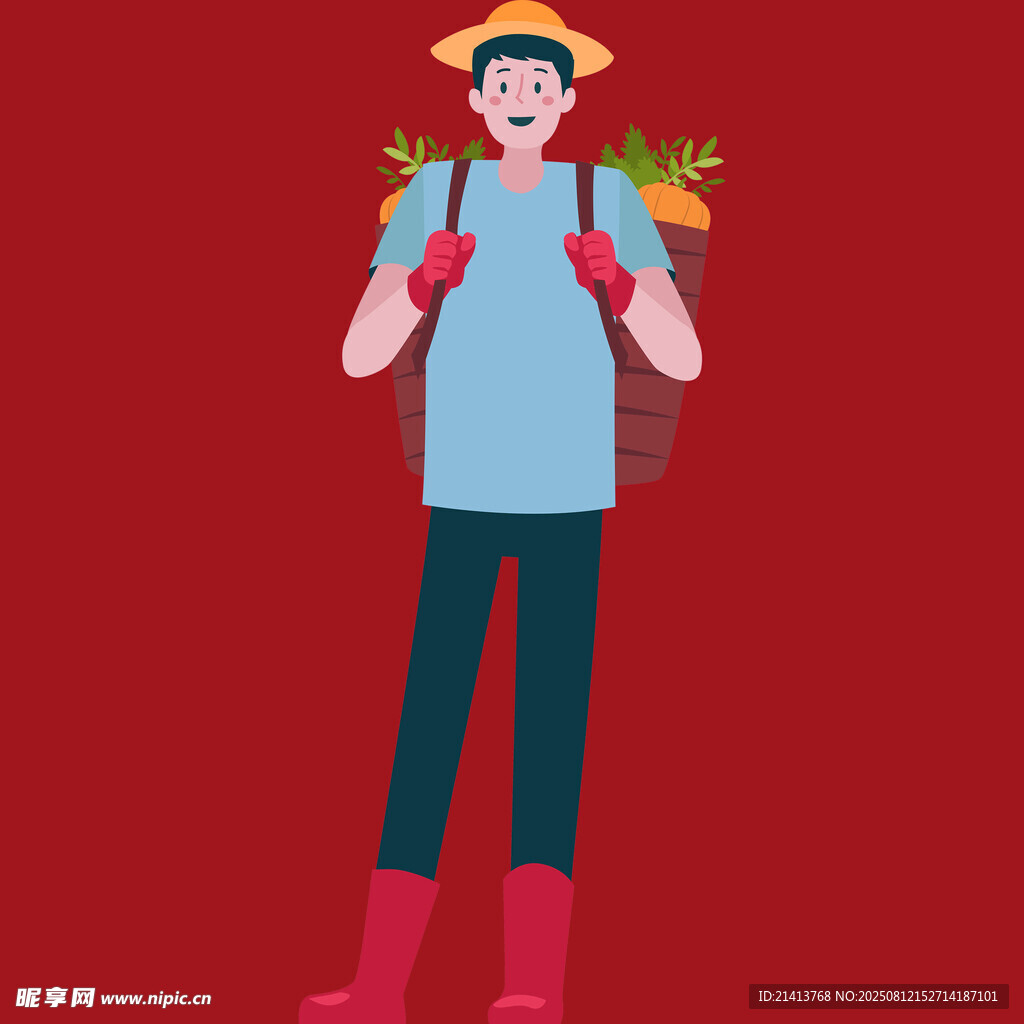背著蔬菜的歡樂農民