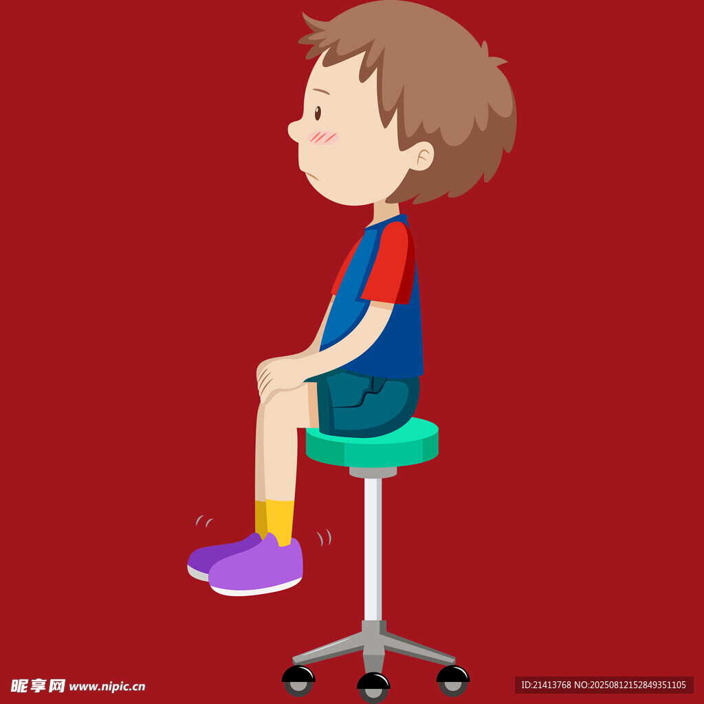 男孩坐轉(zhuǎn)椅的卡通形象