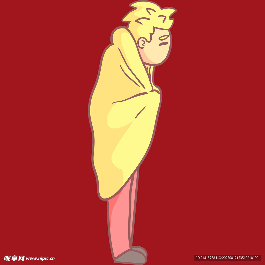 裹毯子的金發(fā)男子