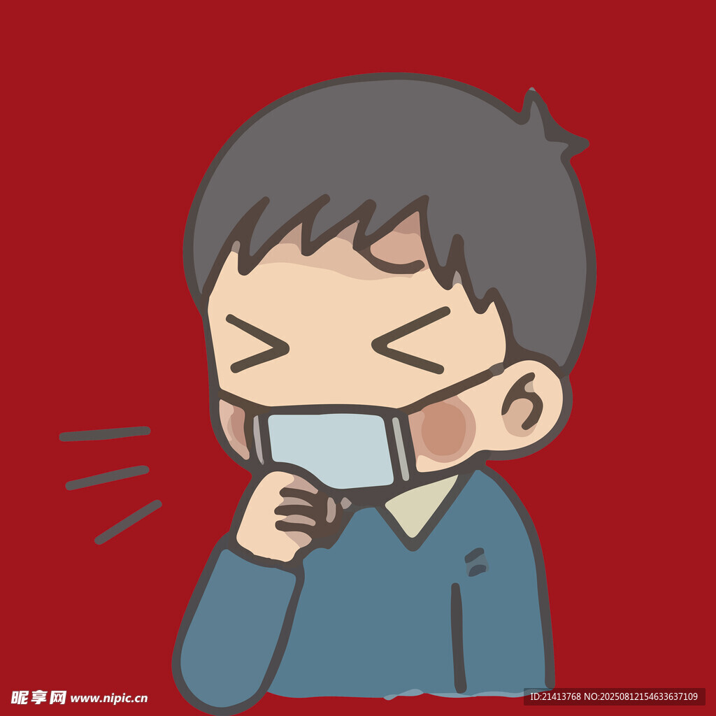 戴口罩男孩打噴嚏瞬間