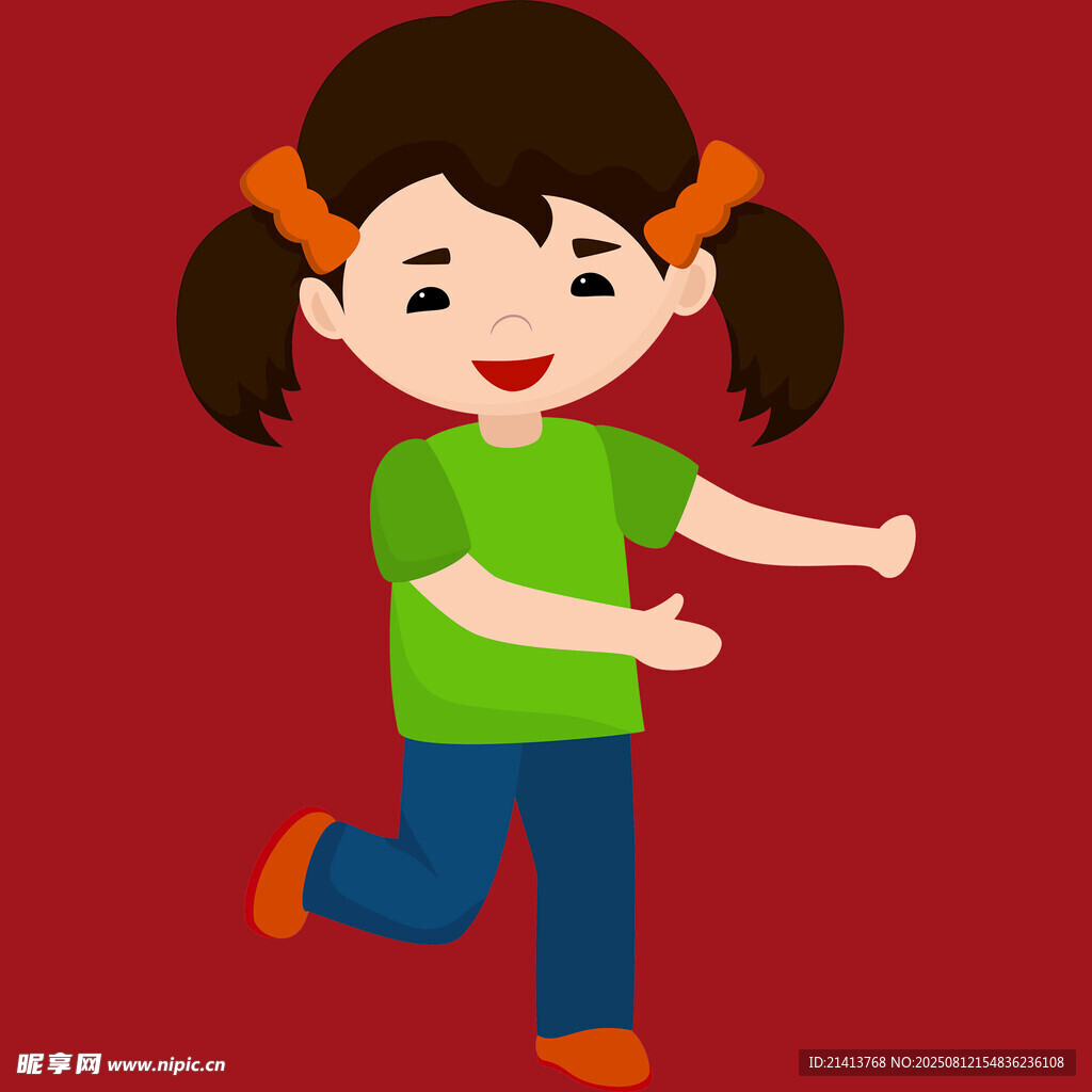 奔跑的快樂小女孩