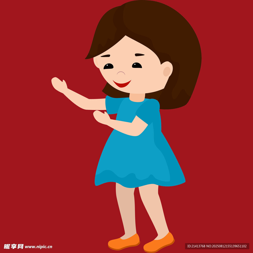穿藍(lán)裙女孩開心伸手