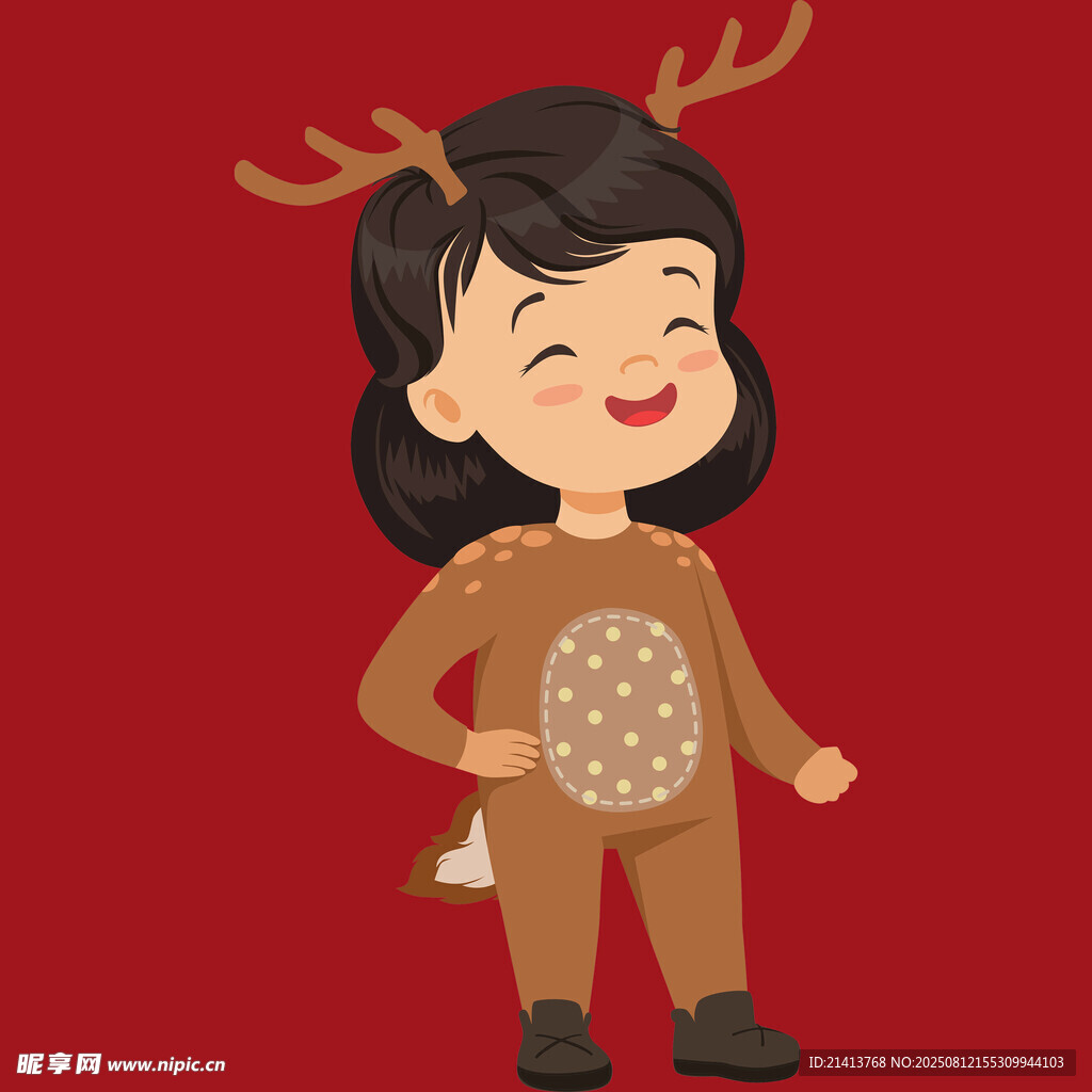 穿小鹿裝的可愛小女孩