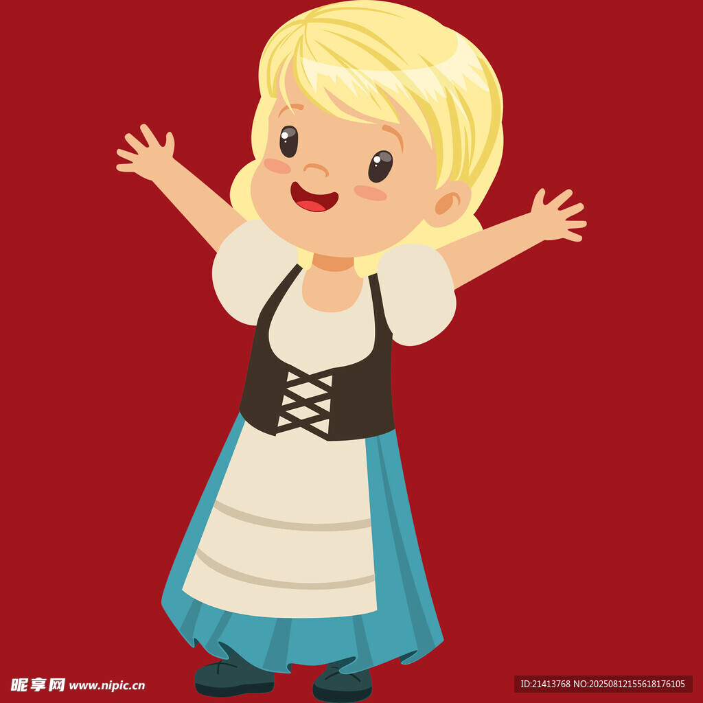 穿傳統(tǒng)服飾的金發(fā)小女孩
