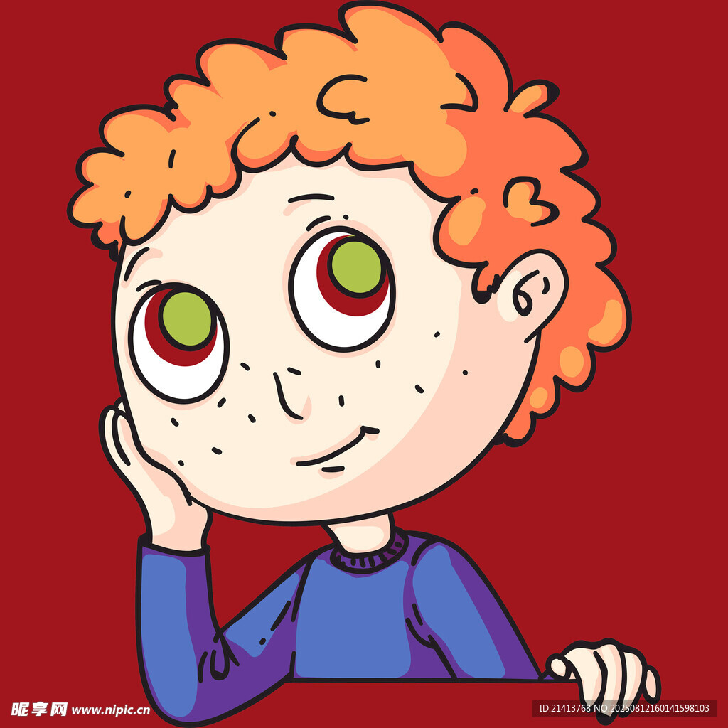 紅發(fā)雀斑男孩俏皮模樣