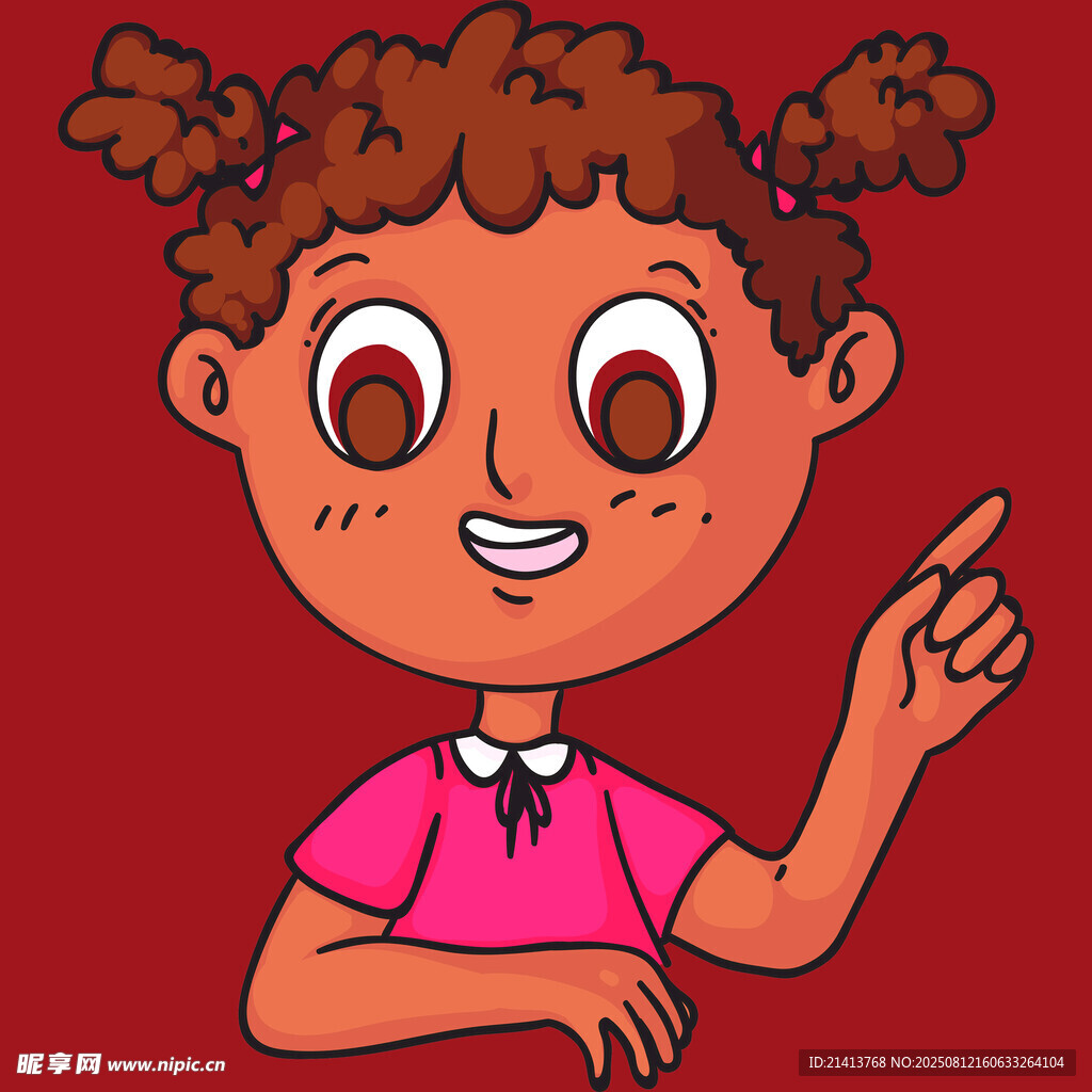 可愛(ài)小女孩俏皮指向前方
