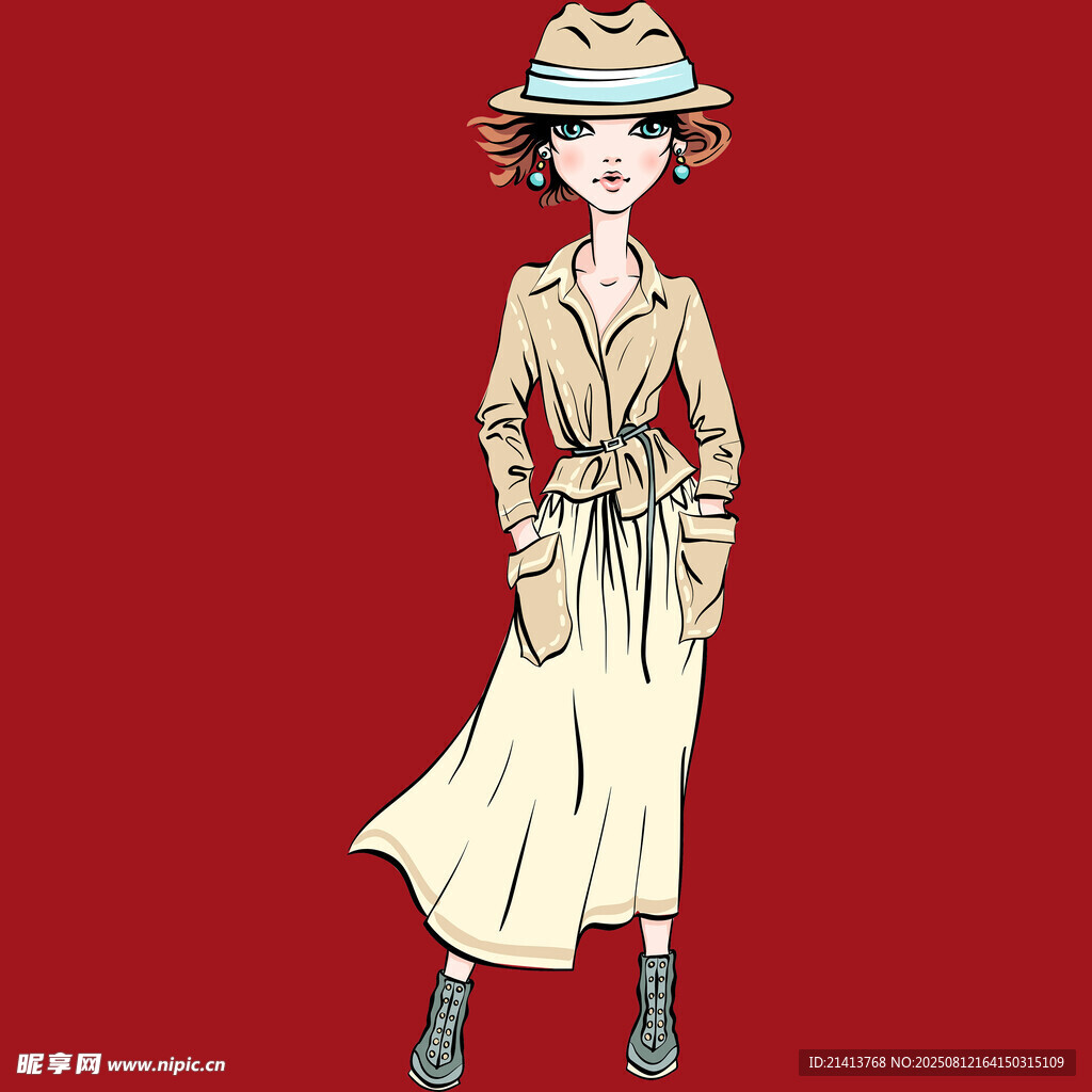 時尚復(fù)古風(fēng)女性穿搭形象