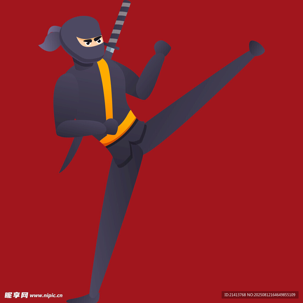 黑衣忍者武術(shù)動作展示