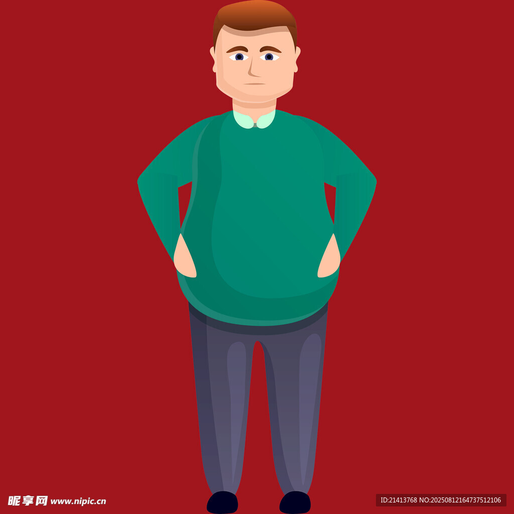 穿綠衣叉腰站立的男士