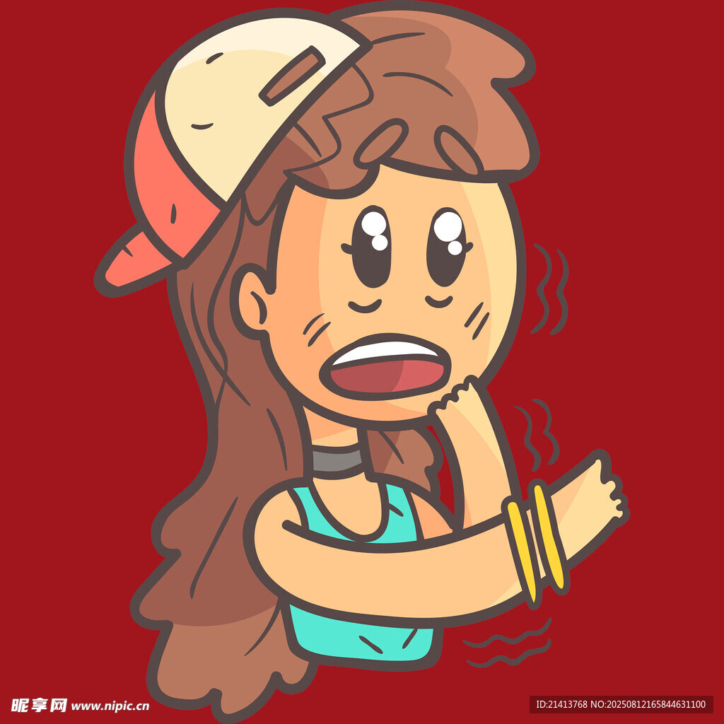 戴帽女孩驚訝表情瞬間