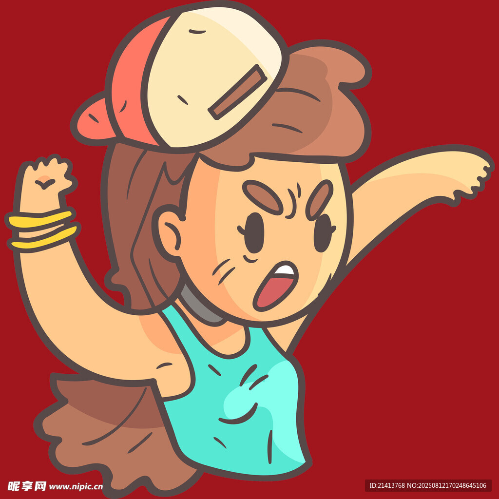 憤怒女孩激動揮舞手臂