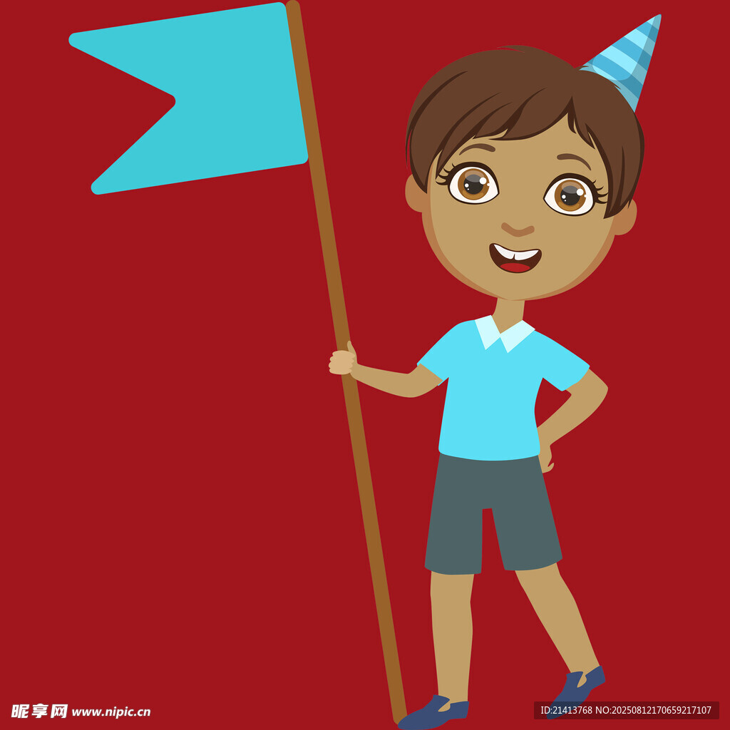 舉旗小男孩慶祝裝扮