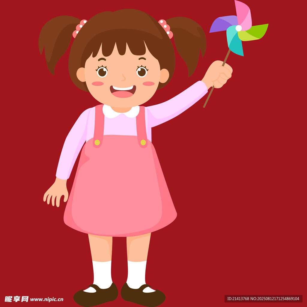 手持風(fēng)車的可愛小女孩