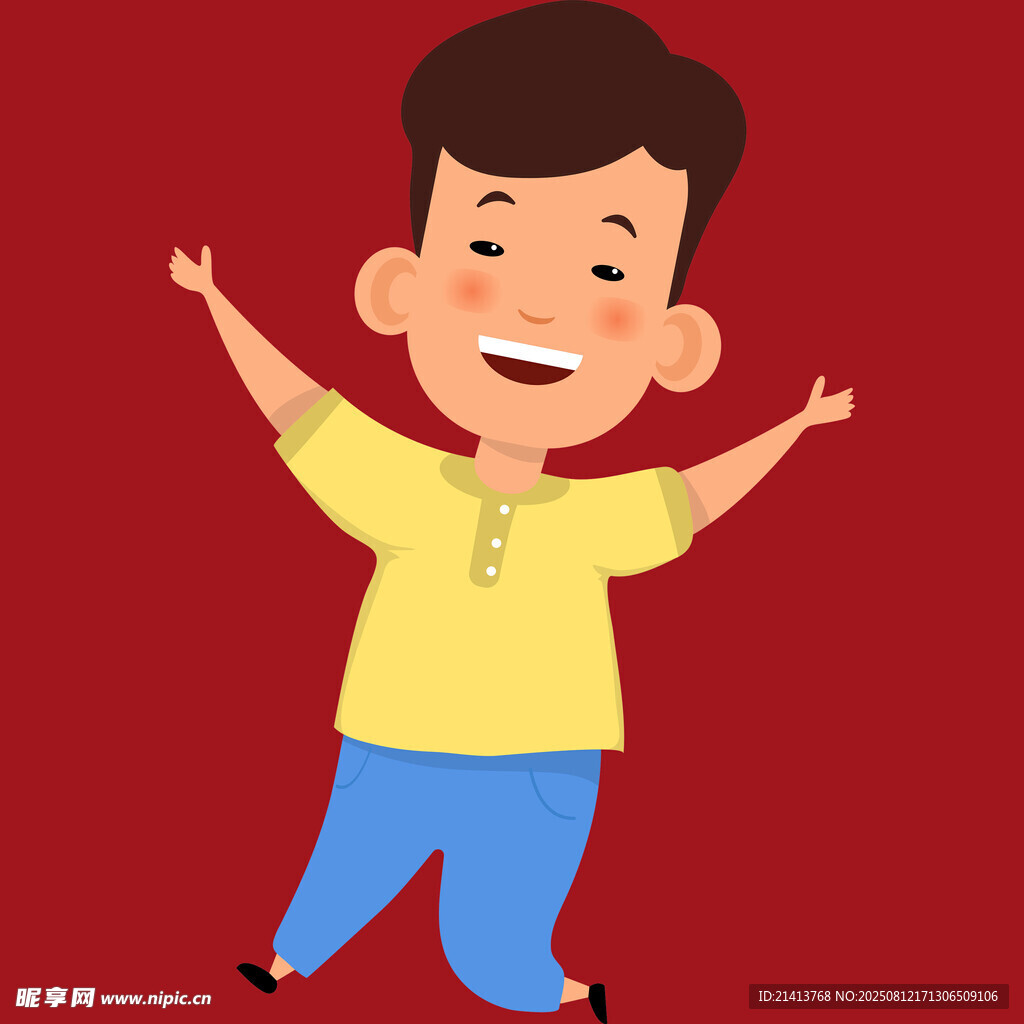 開心男孩張開雙臂歡呼