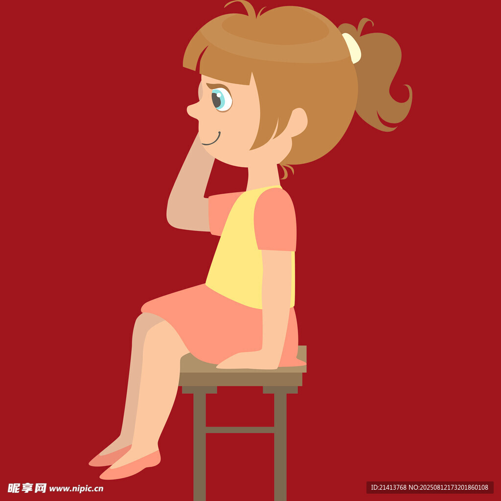 坐著思考的小女孩