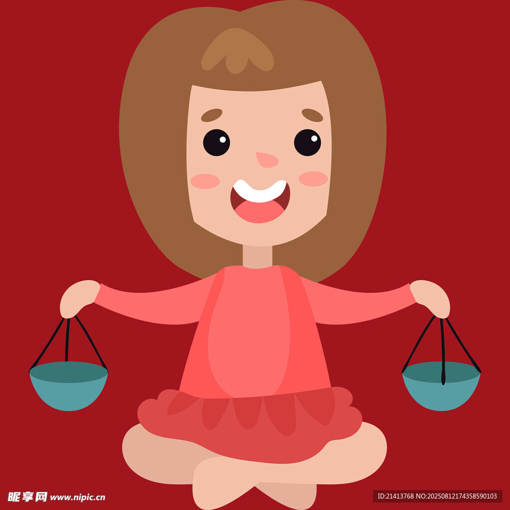 可愛(ài)女孩手持天平玩耍