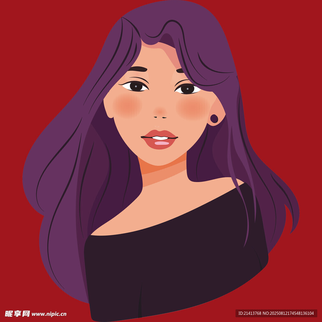 紫色長發(fā)女性頭像