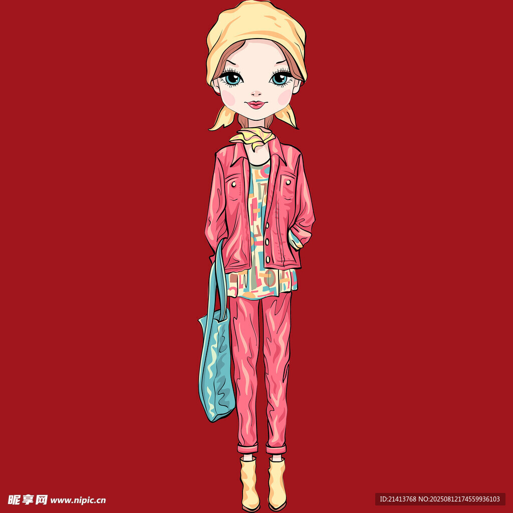 時(shí)尚粉色套裝女孩形象