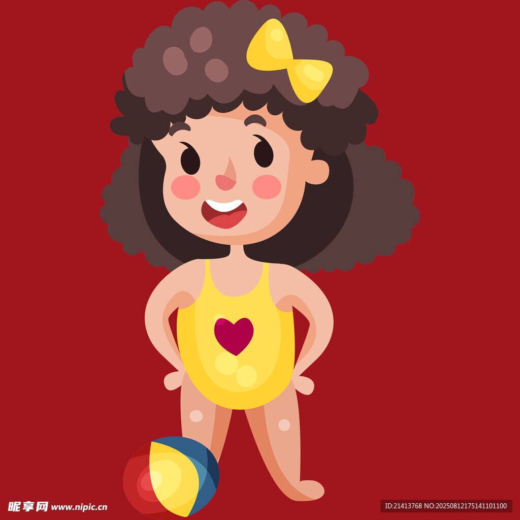 穿泳衣的可愛小女孩