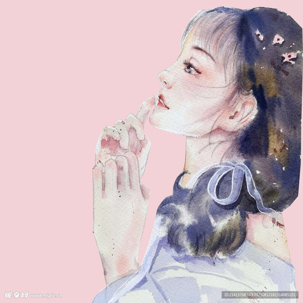 夢(mèng)幻少女 手托臉頰的溫柔