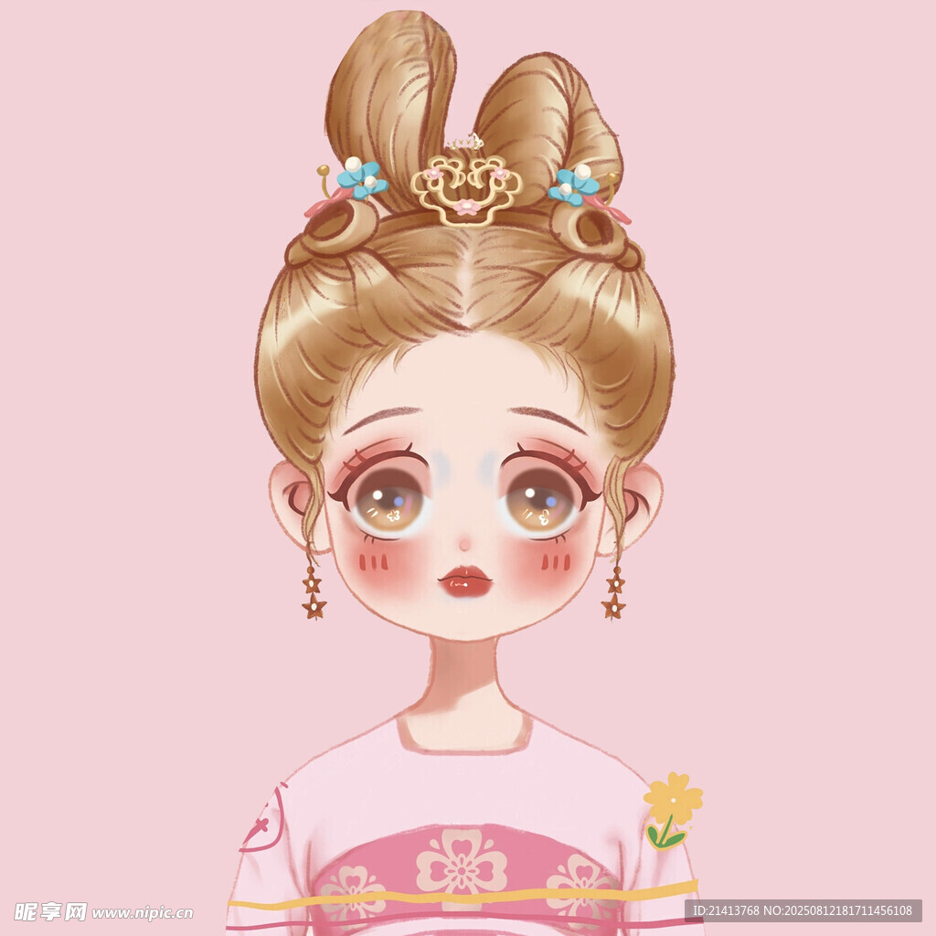古風(fēng)雙髻少女插畫(huà)