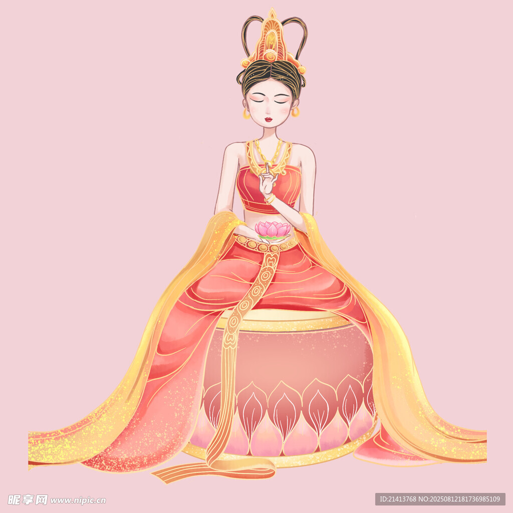 敦煌飛天神女形象插畫