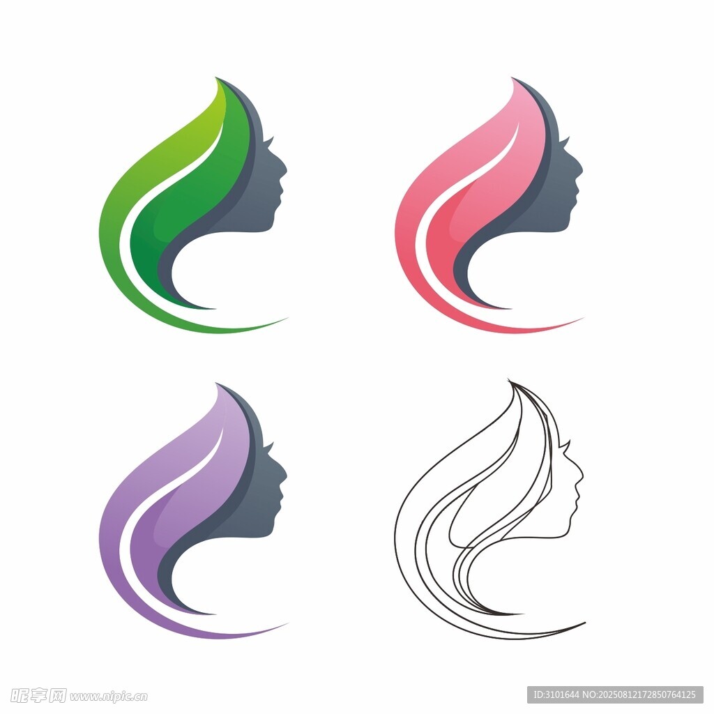 美容美發(fā)女性頭像標(biāo)志