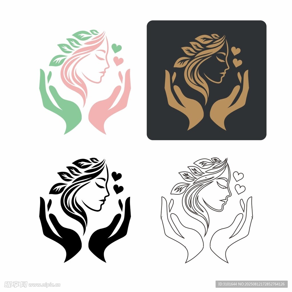 美容美發(fā)女性頭像標(biāo)志