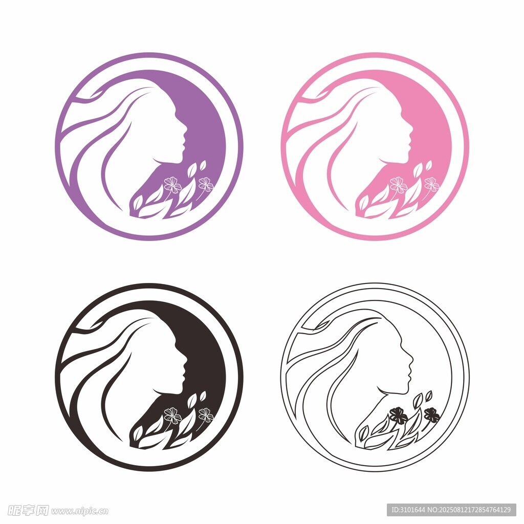 美容美發(fā)女性頭像標(biāo)志