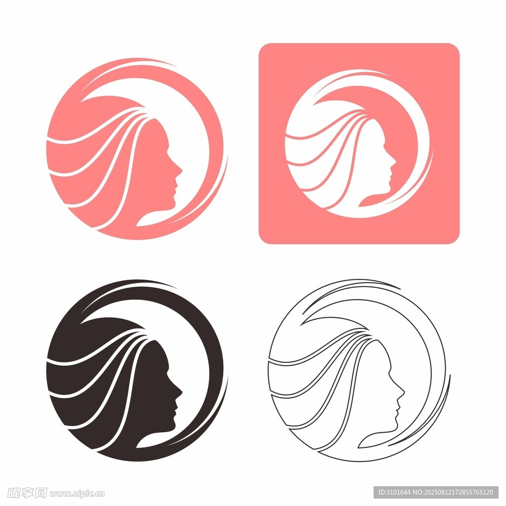 美容美發(fā)女性頭像標志