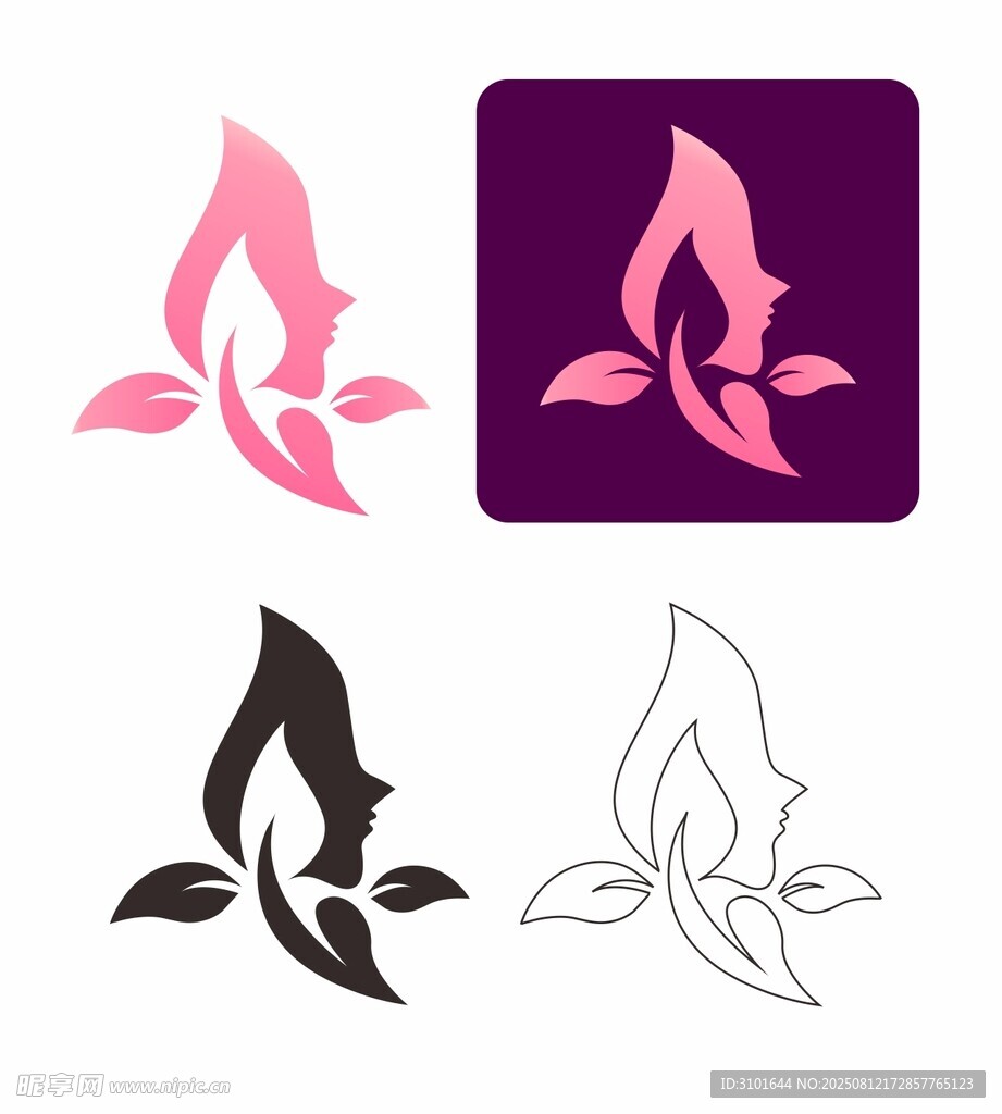 美容美發(fā)女性頭像標(biāo)志