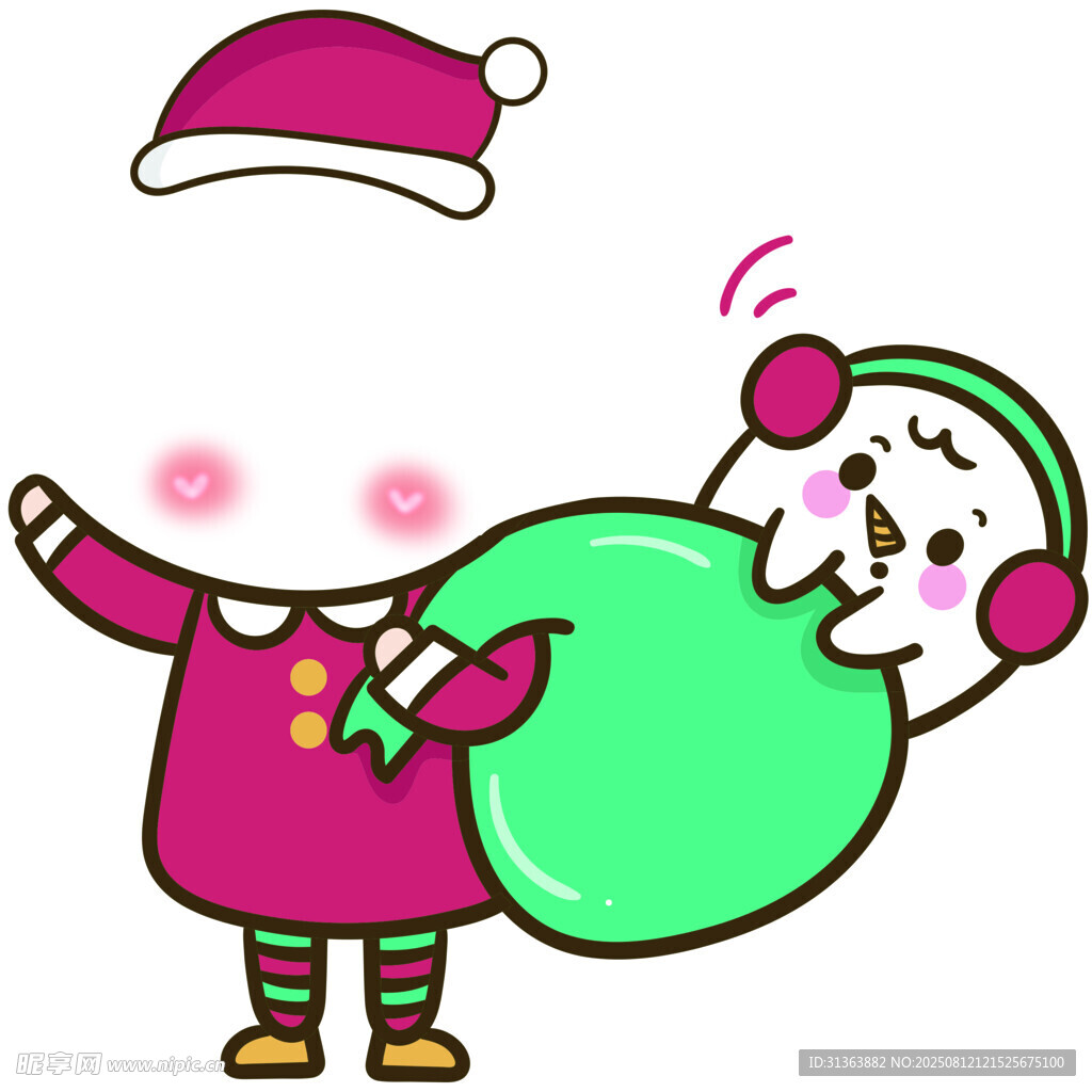 圣誕小孩與禮物袋