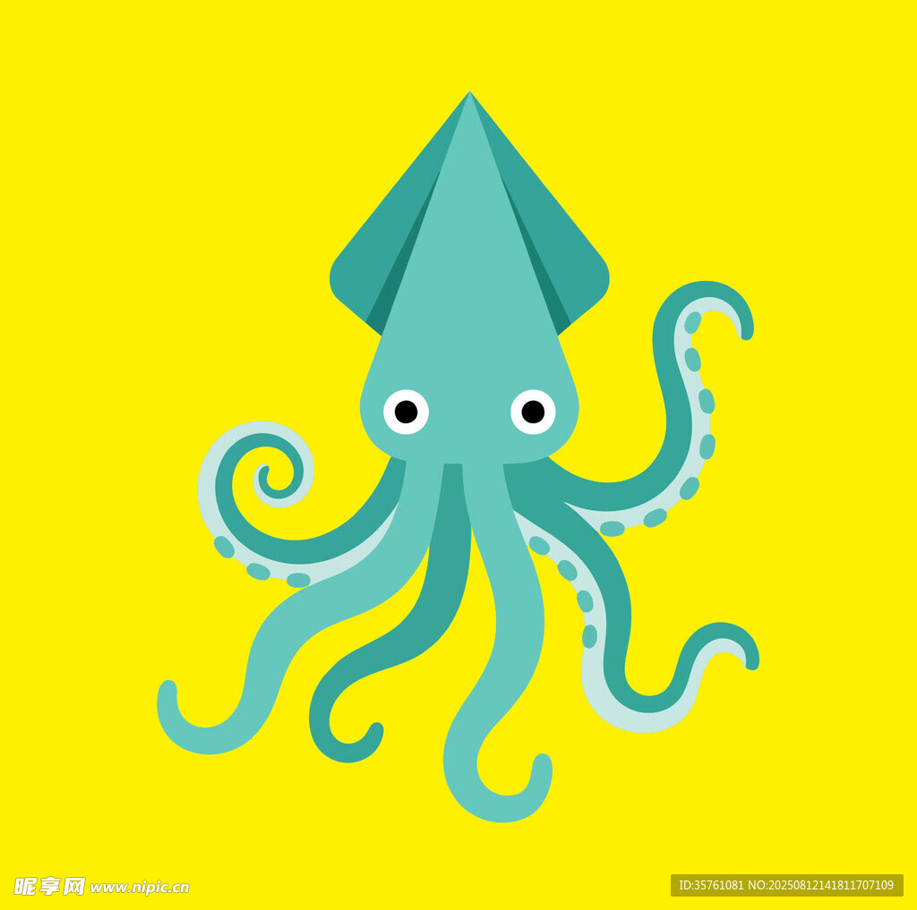 卡通魷魚手繪插畫